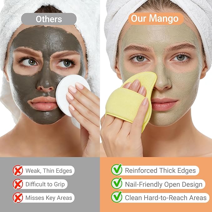 3 Pcs Facial Sponges, Face Scrubber Exfoliator, Reusable Facial Sponge Deep Cleansing Makeup Removal, Gentle Exfoliating Face Pads for Daily Face Wash(Pink & Green)