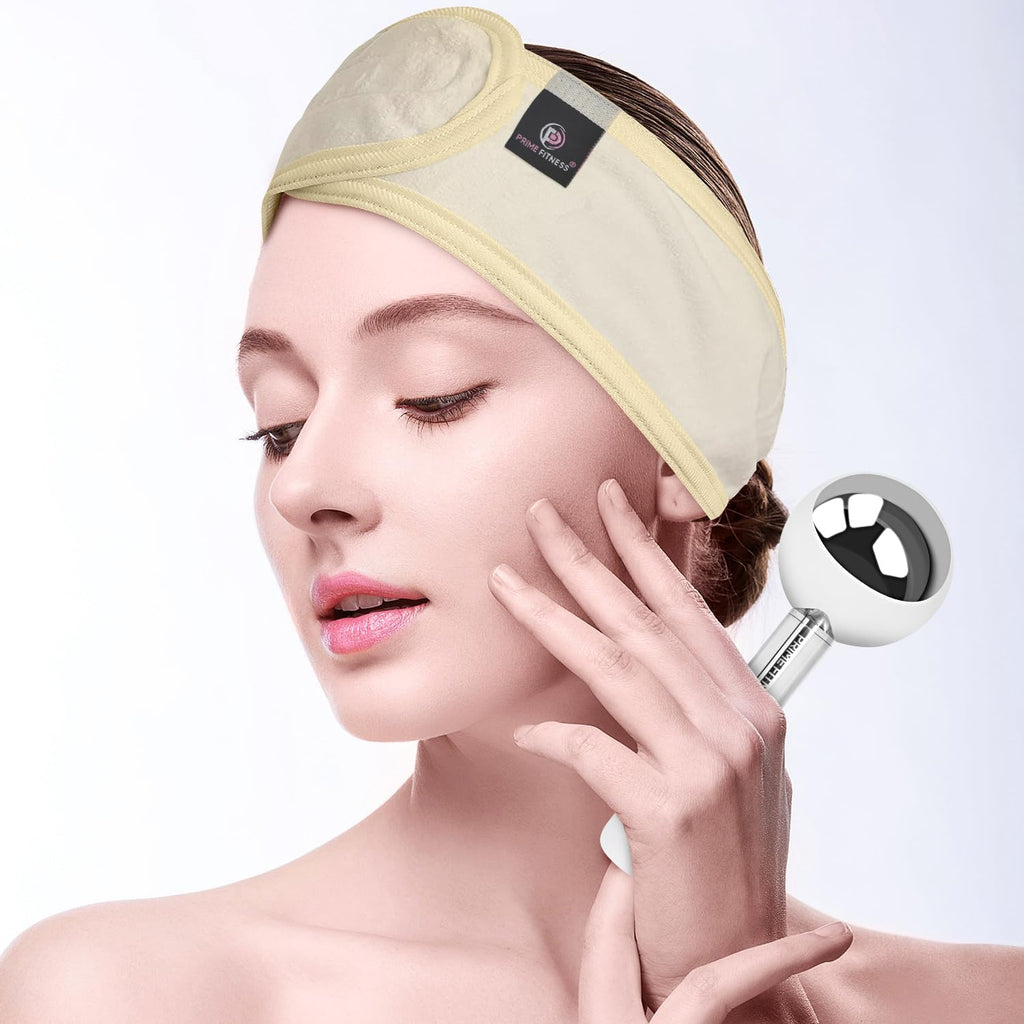 PRIME Fitness Ice Globes for Facials | Unbreakable Steel Cooling Roller | Cryo Sticks for Face | Massager for Face Neck & Eyes | Skin Care for Dark Circles, Puffiness, Wrinkles, (Silver)