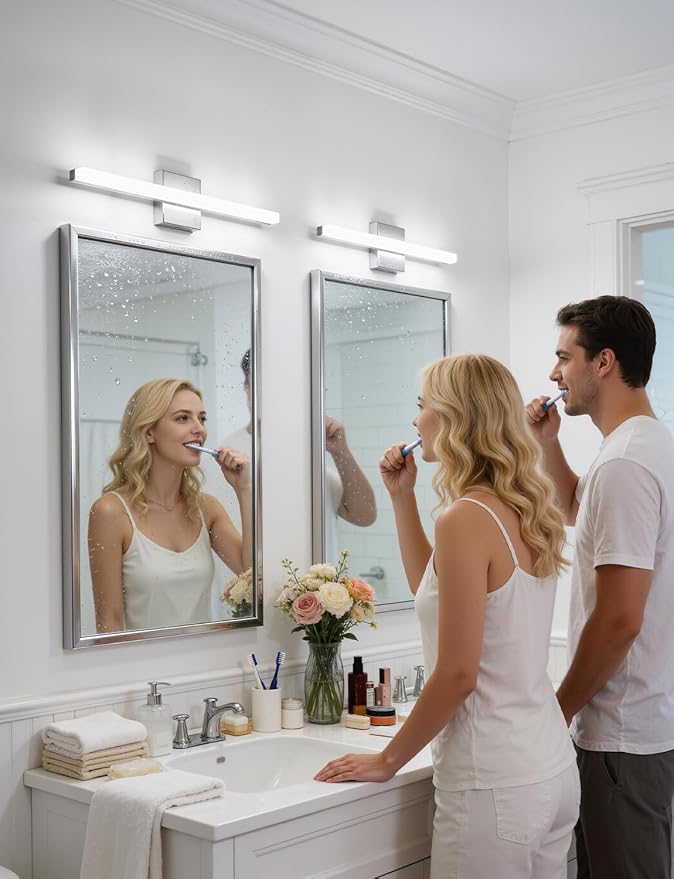 Combuh LED Vanity Lights Bar 24 Inch Bathroom Light Fixtures 14W IP44 Over Mirror Lighting Indoor Wall Sconces Modern Cool White 6000K for Washroom