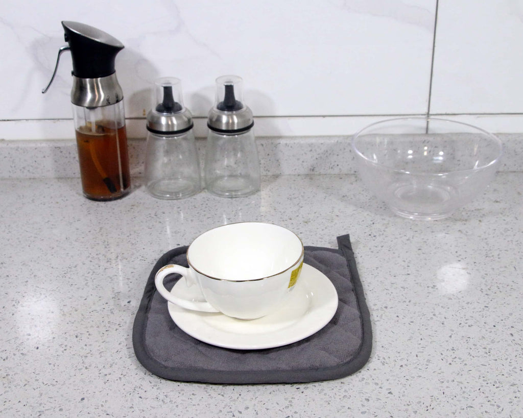 5 PCS Pot Holders for Kitchen, Cotton Potholers with Great Heat Resistance, Hot Pads, Trivets for Cooking and Baking Grey