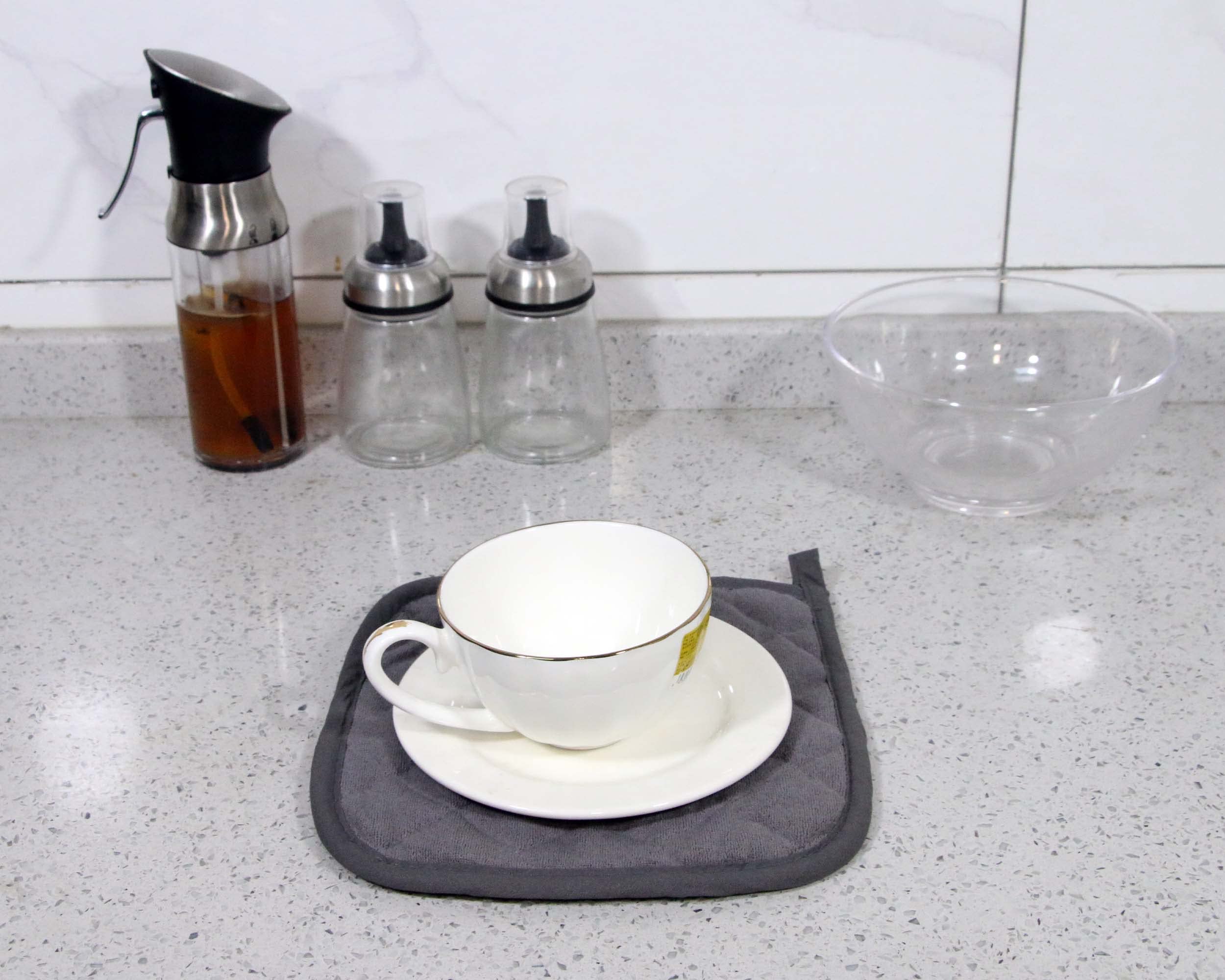 5 PCS Pot Holders for Kitchen, Cotton Potholers with Great Heat Resistance, Hot Pads, Trivets for Cooking and Baking Grey