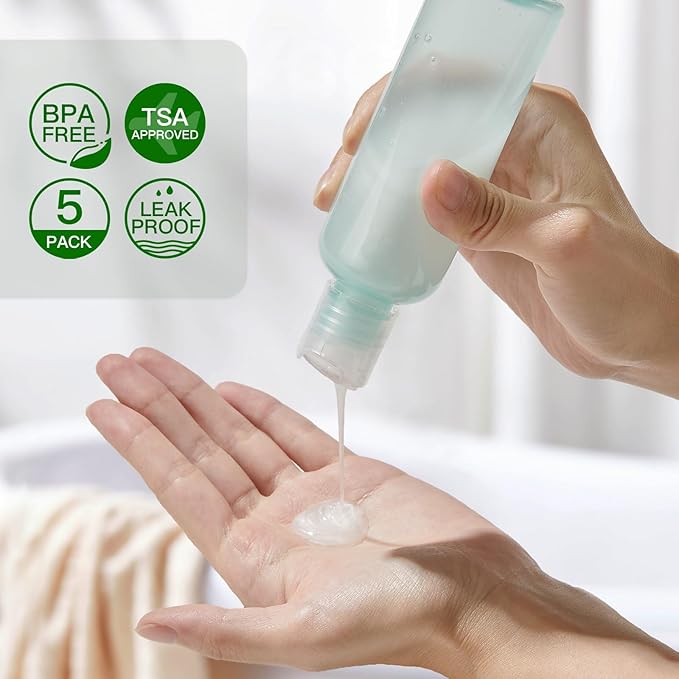 owlyee Travel Bottles for Toiletries 3.4 oz - Travel Size Containers for Shampoo Plastic - Small Empty Lotion Squeeze Bottle for Liquid TSA Approved - Leak Proof Mini Conditioner Refillable 100ml