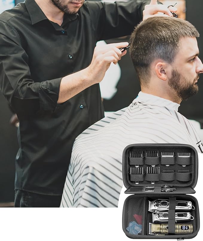 RAIACE Hard Storage Case Compatible with Hair Clippers, Protective Carrying Bag for Barber Accessories/for Guard Grooming Kits. (case only) - Black