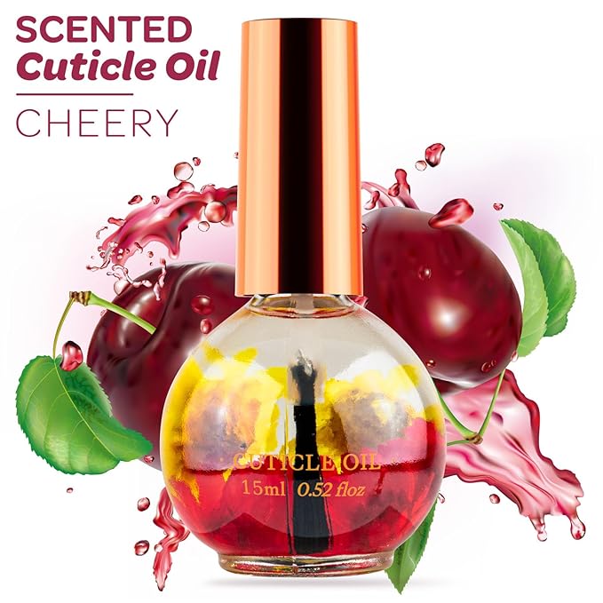 Cuticle Oil, Cherry Cuticle Nail Oil Infused with Real Flowers 15ml