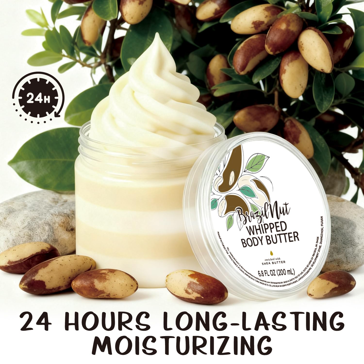 Embleaf Brazil Nut Whipped Body Butter, Shea Body Butter for Women Dry Skin, Natural Brazil Nut Lotion for Body Moisturizer-Deep Moisturizing and Softening-6.8 floz(200ml)