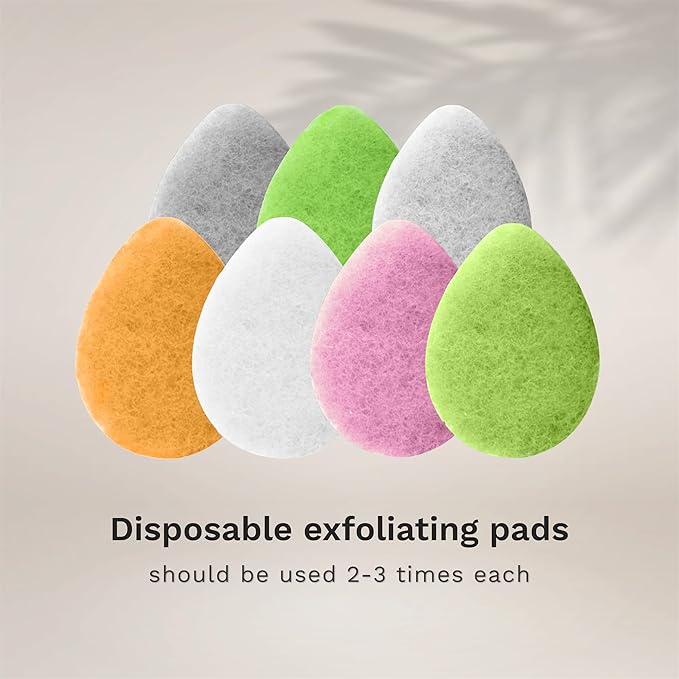 KOL Face Scrubber Pads, Green Tea Infused Exfoliating Facial Cleansing Sponges for Daily Face Wash and Makeup Removal, 6 Count