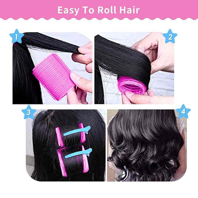Hair Rollers Large Small 50PCS Set, 36PC Large Medium Small Hair Rollers for Volume Curlers with 12PC Clips and 2 Combs for Short Medium Blowout Look Long Hair Gift for Women Girls