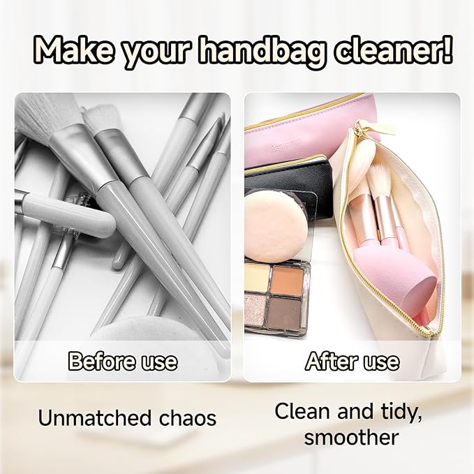 Aspamms 3PCS Small Makeup Bag for Purse, Mini Portable Cosmetic Bags for Women, Coin Purse Lipstick Cosmetic Accessories Leather Organizer, Small Travel Kit Storage Pouch