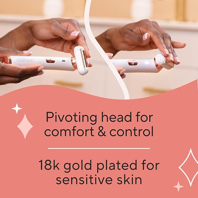 Finishing Touch Flawless Legs, Electric Razor for Women, Pivoting Head Leg Hair Remover with LED Light for Instant and Painless Leg Hair Removal