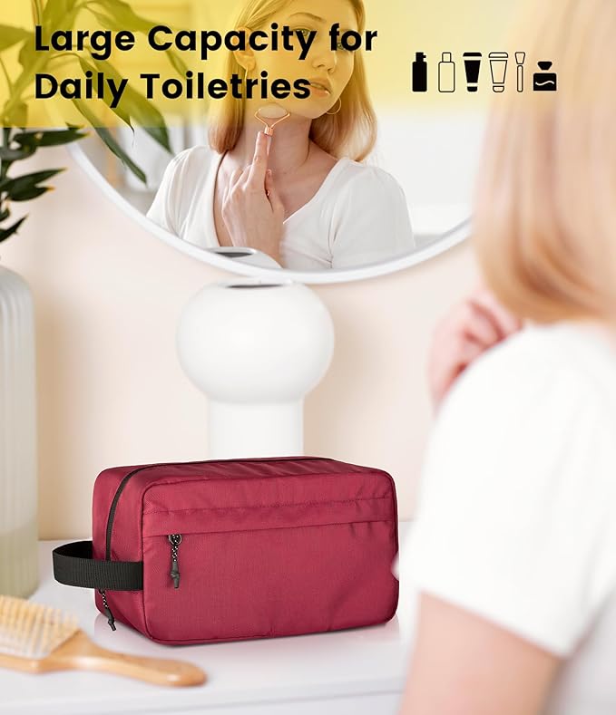 Vorspack Travel Toiletry Bag for Men - Hanging Toiletries Bag Water Resistant Travel Bag for Toiletries Accessories - Maroon