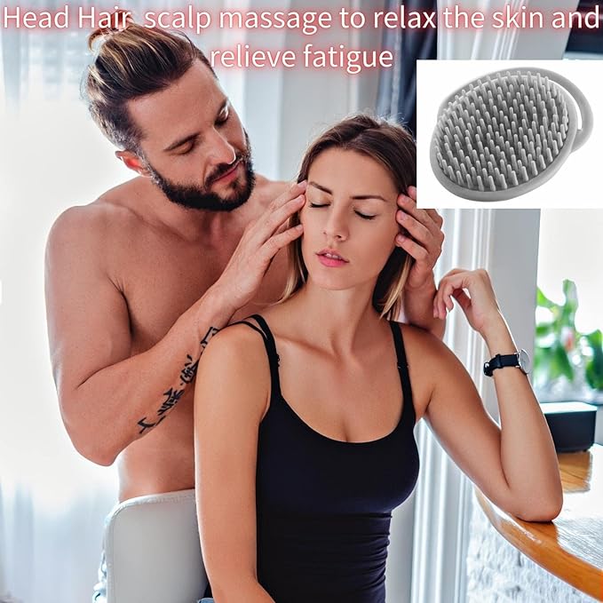 Baby Cradle Cap Comb, Silicone Scalp Massager, Soft Bristle Shampoo Brush for Newborns and Toddlers, Head Massager Scalp Stress Relax (Grey)