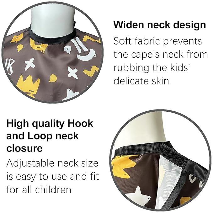 Pelocapa Barber Cape for Kids, Hair Cutting Cape, Professional Salon Hairdressing Cape for boys, Waterproof & Light Weight & Machine Washable - 39”× 51”（Crown Pattern）