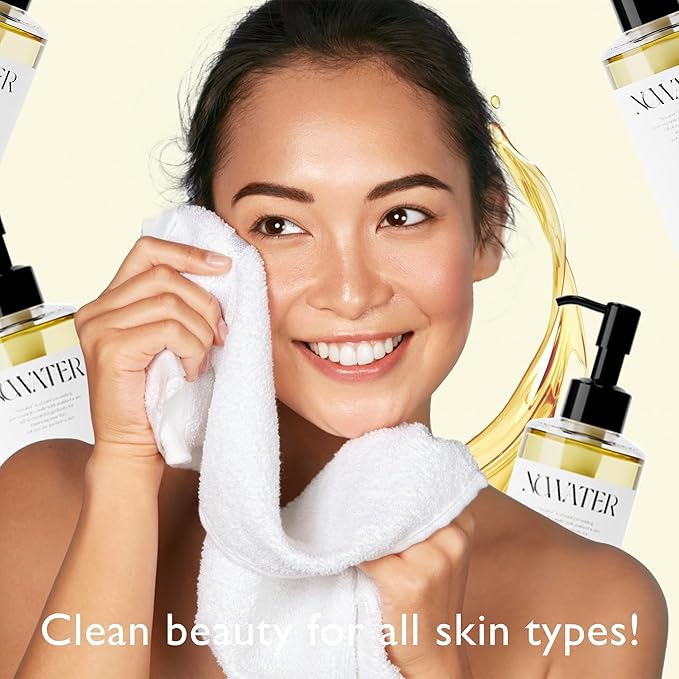 NOWATER Korean Cleansing Oil for Double Cleansing – Makeup Remover & Pore Cleanser with 30% Olive Oil, Tea Tree, Squalane, Blackhead Dissolving Facial Oil for All Skin Types, (6.76 fl.oz)