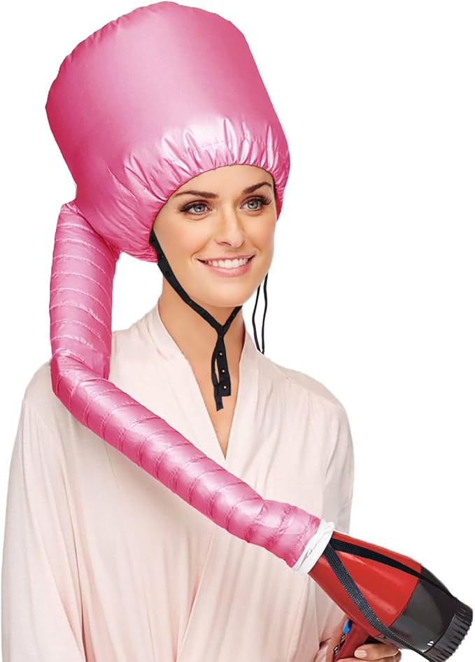 Portable Hair Dryer Bonnet Attachment Adjustable Hair Dryer Bonnet for Hair Styling, Hair Color, Hair Condition and More- Deep Pink