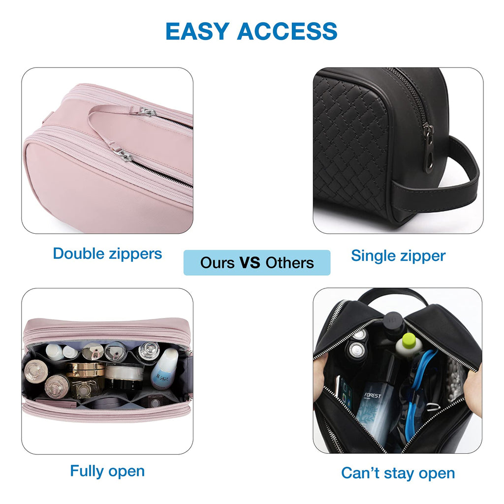 BAGSMART Toiletry Bag for Men, Travel Toiletry Organizer Dopp Kit Water-resistant Shaving Bag for Toiletries Accessories, Door Room Essentials,Pink-large