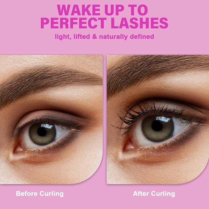 Eye Lash Curler with 6PCS Extra Replacement Strips, Whalrace Superior Curling Effect Eyelash Curlers, Easy & Comfortable to Grip and Use-Gpink