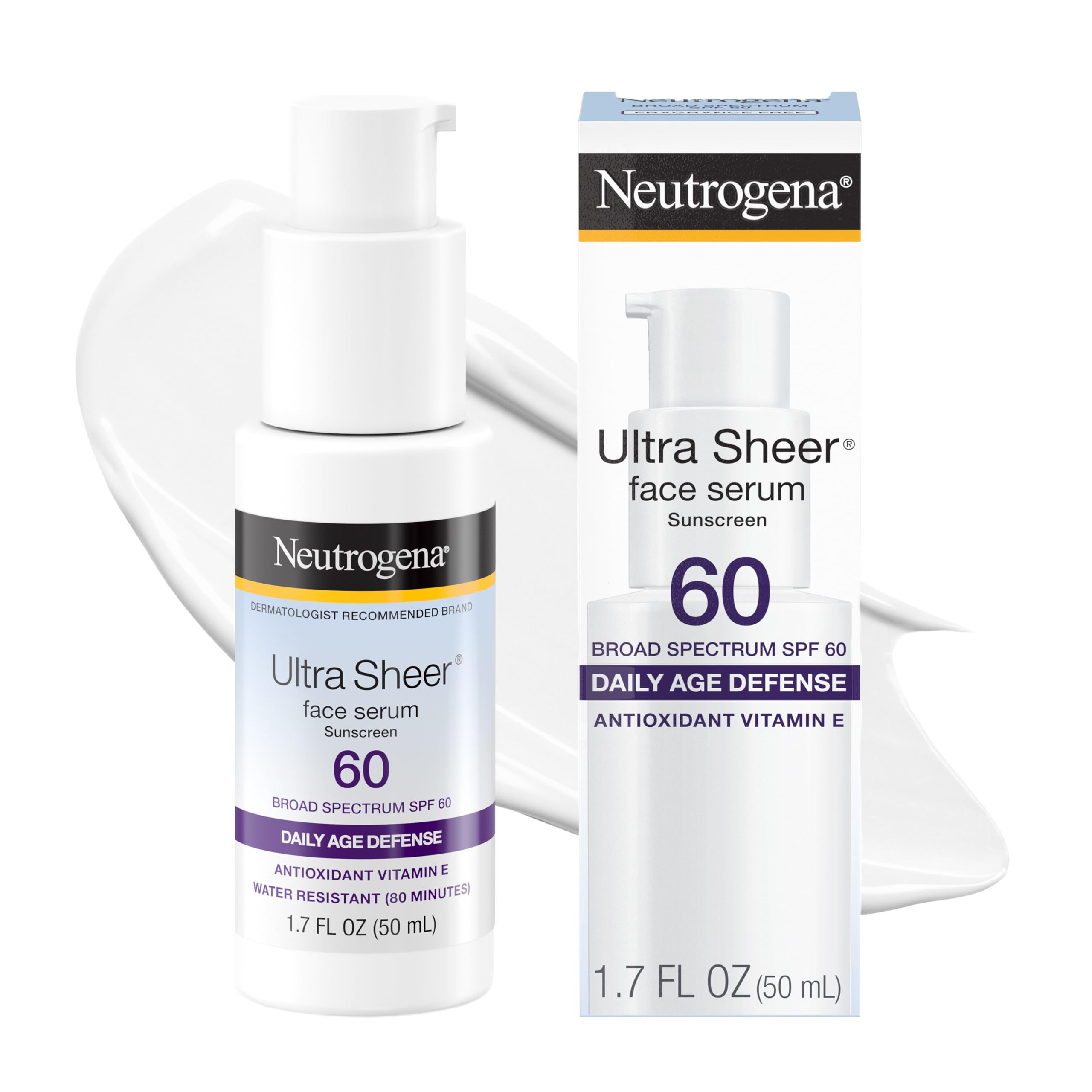 Neutrogena Ultra Sheer Sunscreen Serum SPF 60, Fragrance-Free, 1.7 fl. oz