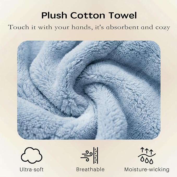 2-Pack Microfiber Hair dring Towel | 50% Faster Drying, Ultra Absorbent & Frizz Control | for Long/Curly Hair | 40 * 11" Large Size | Travel Gym Home Use(Bule,White)