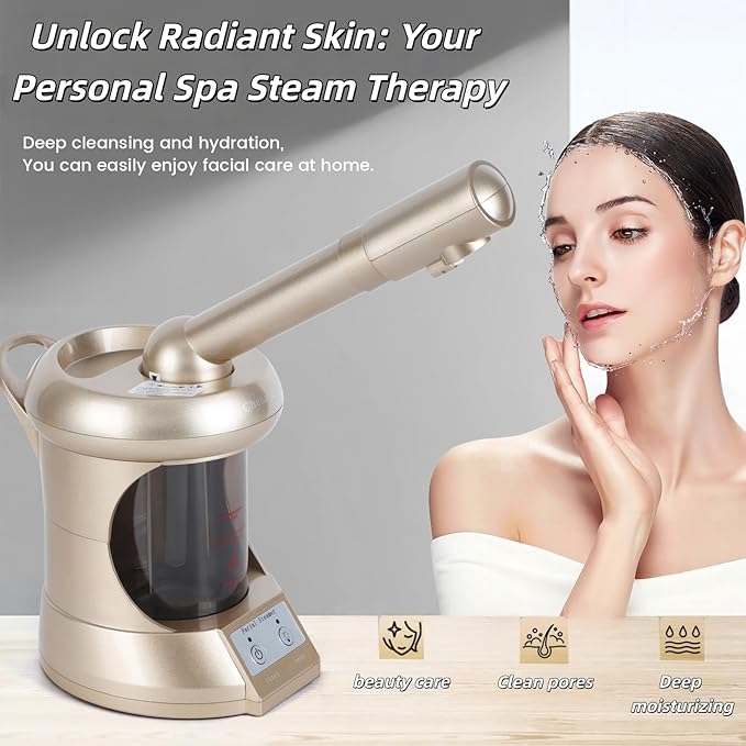 Chetunju Professional Facial Steamer,Portable Type, high Water Mist Density, Face Steamer for Facial Deep Cleaning, Steamer for Facial for Personal Care or Spa, Moisturizing and Hydrating.