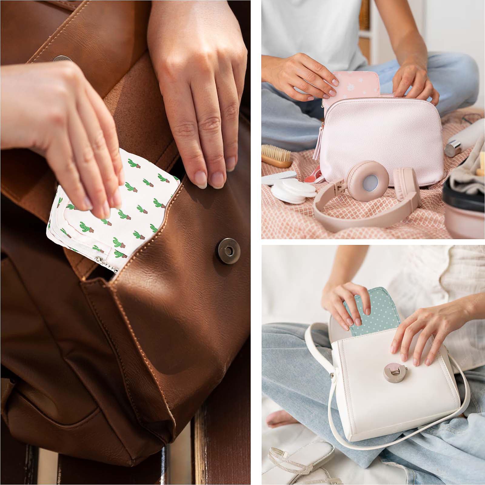 3 PCS Sanitary Pad Storage Bag Portable Period Bag for Pads/Sanitary Napkins/Tampons, Sanitary Napkin Storage Bags First Period Gifts for Daily Hygiene Bags Travel Containers