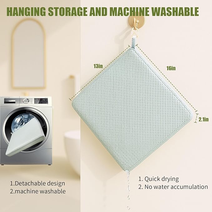 Gwremzlox Shower Seat Cushion,Thickened Shower Chair Cushion 4D Air Fiber Material,Machine Washable and Fast Drying Suitable for Shower Seats Bathtub Baths, Poolside Scenes，Light Gray