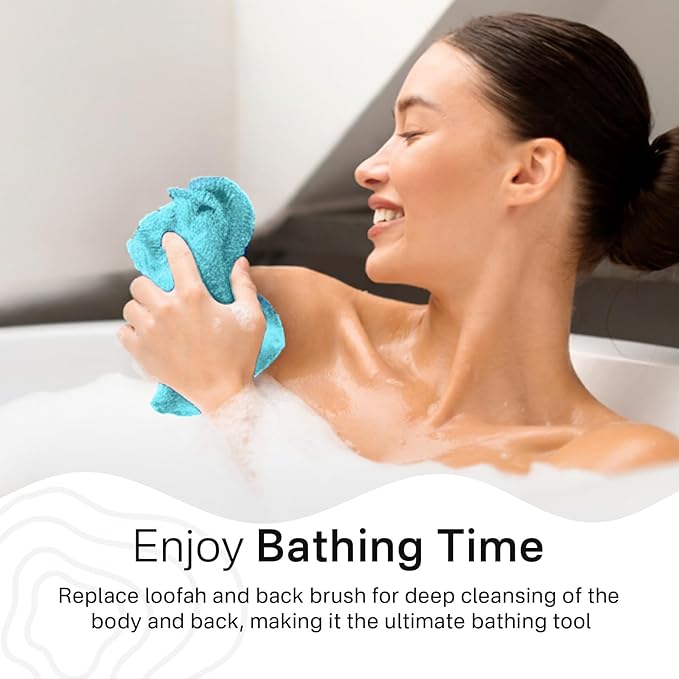 Yiclick Exfoliating Washcloth Towel- Exfoliating Body Scrubber Exfoliator, Back Scrubber for Shower Bath, Exfoliate Rags Wash Cloths, Loofah Lufa Sponge, Body Scrub & Exfoliation Women Men