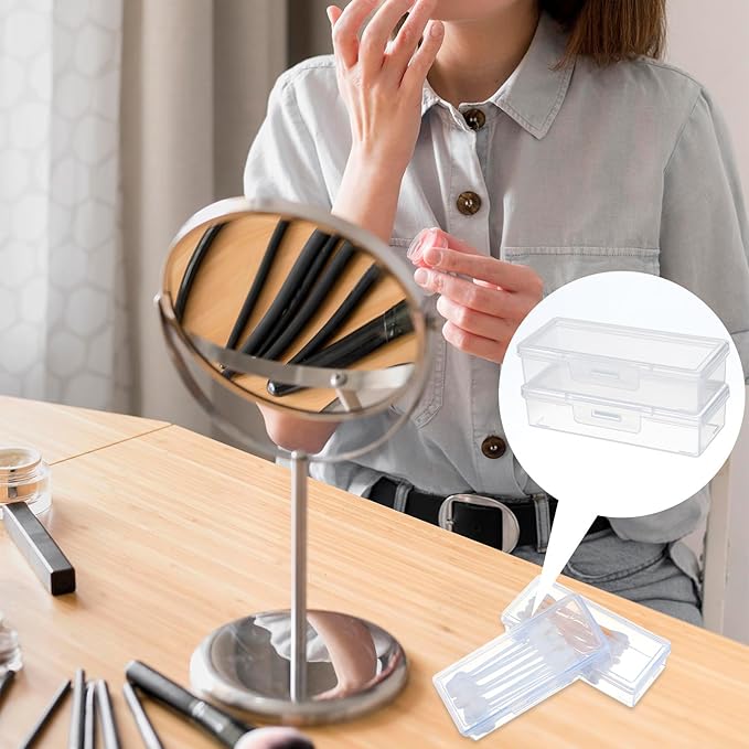 YBEATY 4 Pcs Cotton Swab Holder for Travel Portable Small Dental Floss Picks Case Clear Plastic Buds Storage Containers Box with Dustproof Lid for Ear Cosmetics Makeup Remover Nail Polish Remover
