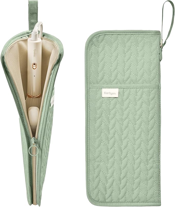 KarSyon Hot Tools Organizer Heat Resistant Mat Case Hair Tools Holder Travel Bag Portable Hair Styling Tools Cover Pouch for Curling Iron,Flat Iron,Hair Straightener (Sage Green)