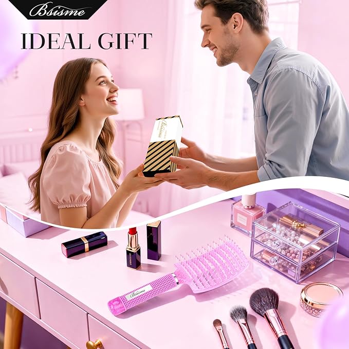 Bsisme Hair Brush with Hair Clips, Vented Brush for Faster Blow Drying