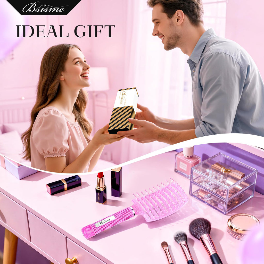 Bsisme Hair Brush with Hair Clips, Vented Brush for Faster Blow Drying