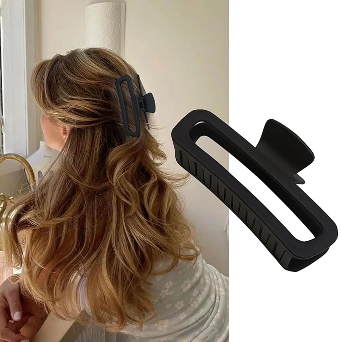 Nalodu 5 Inch Large Hair Claw Clips, No Slip Matte Square XL Hair Clips for Thick Long Curly Hair, Women's Big Rectangle Strong Clips, 4 Pack