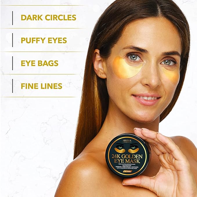 Under Eye Collagen Patches - 24K Gold Eye Mask Anti-Aging Hyaluronic Acid - Under Eye Mask for Reducing Dark Circles & Puffy Eyes (30 PAIRS) - Under Eye Bags Treatment