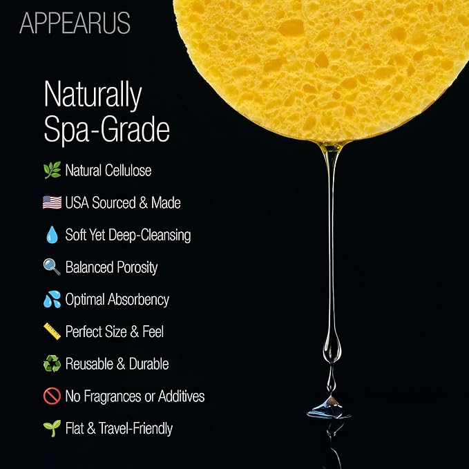 Appearus Compressed Natural Cellulose Facial Sponges 25 Count Yellow