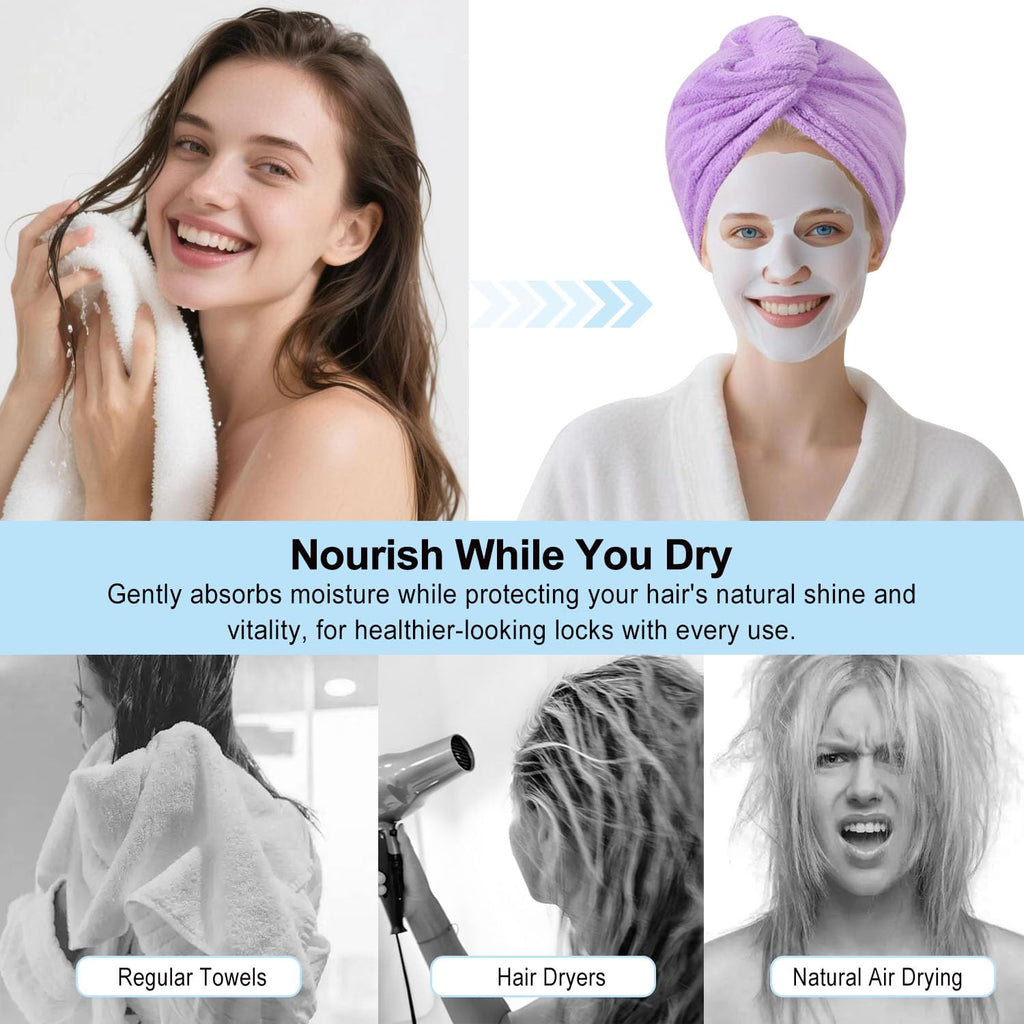 AGKXHDEC Microfiber Hair Drying Towel Wrap,Hair Turbans Towel for Wet Hair
