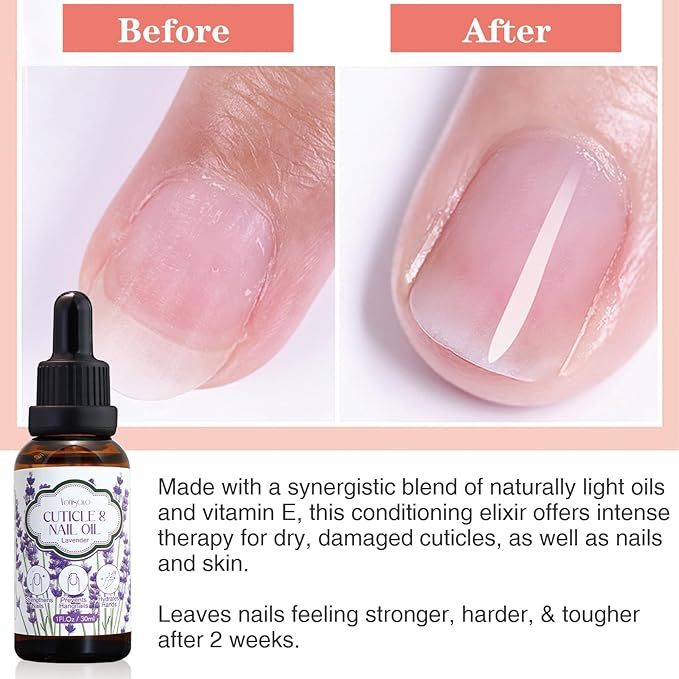 yonisayo 3 Pack Lavender Cuticle Oil, Nail & Hand Moisturizer for Dry Cuticles & Stronger Nails