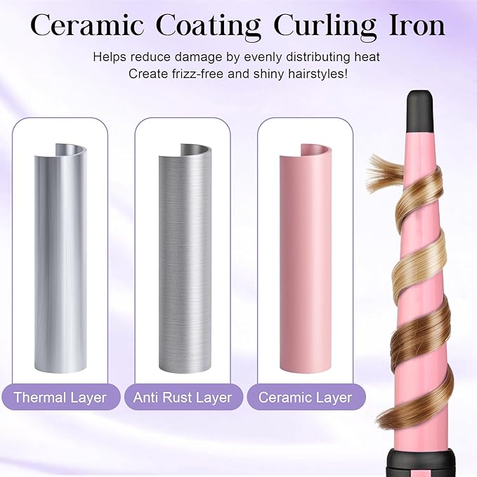 Hair Curling Iron,Curling Wand 0.5-1",210℃ for Classic Curls&Natural Waves