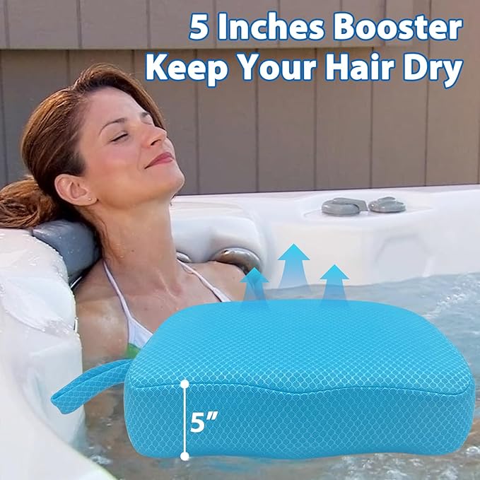 AEROiVi Hot Tub Booster Seat for Adults 5in Thick Weighted Quick Sink Blue