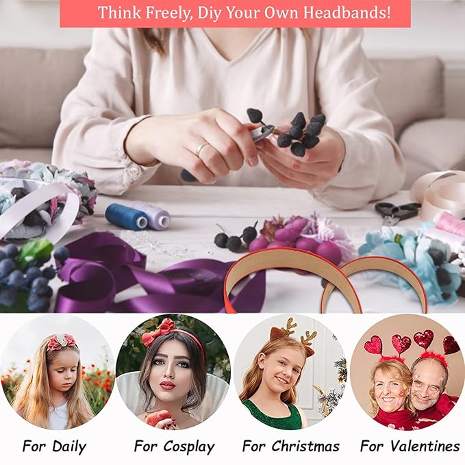 Wecoe 10 Pack Red Headbands 1 Inch Wide Glossy Satin Headbands Women Non Slip Fashion Plain Solid Head Bands DIY Valentine' s Day Christmas Hair Accessories for Women Girls Diademas Para Mujer