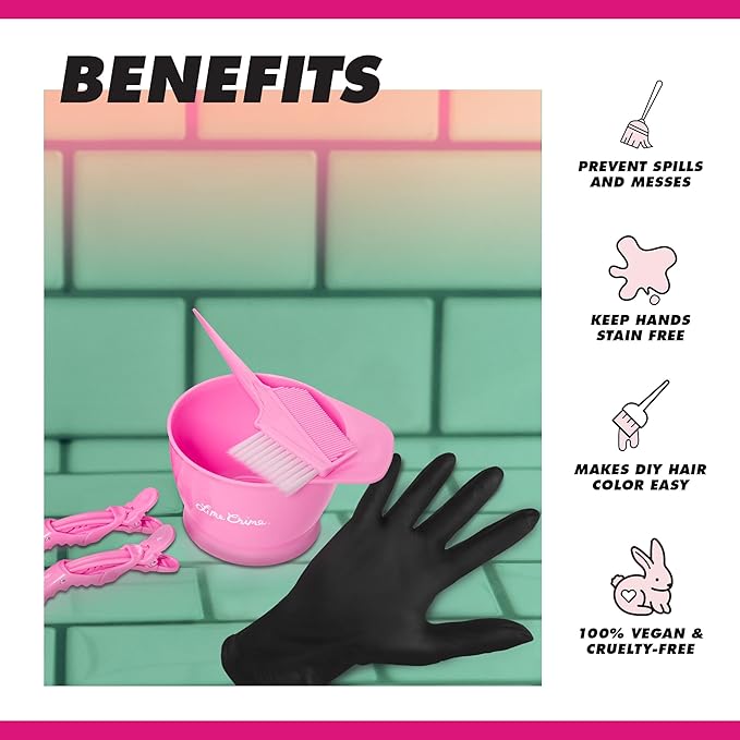 Lime Crime Unicorn Hair Color Prep Kit, 4-Piece Set - Professional Grade Hair Care Coloring Set Includes Mixing Bowl, Dye Color Brush, Pair of Gloves & 2 Hair Clips - Perfect for Bleaching & Hair Dye