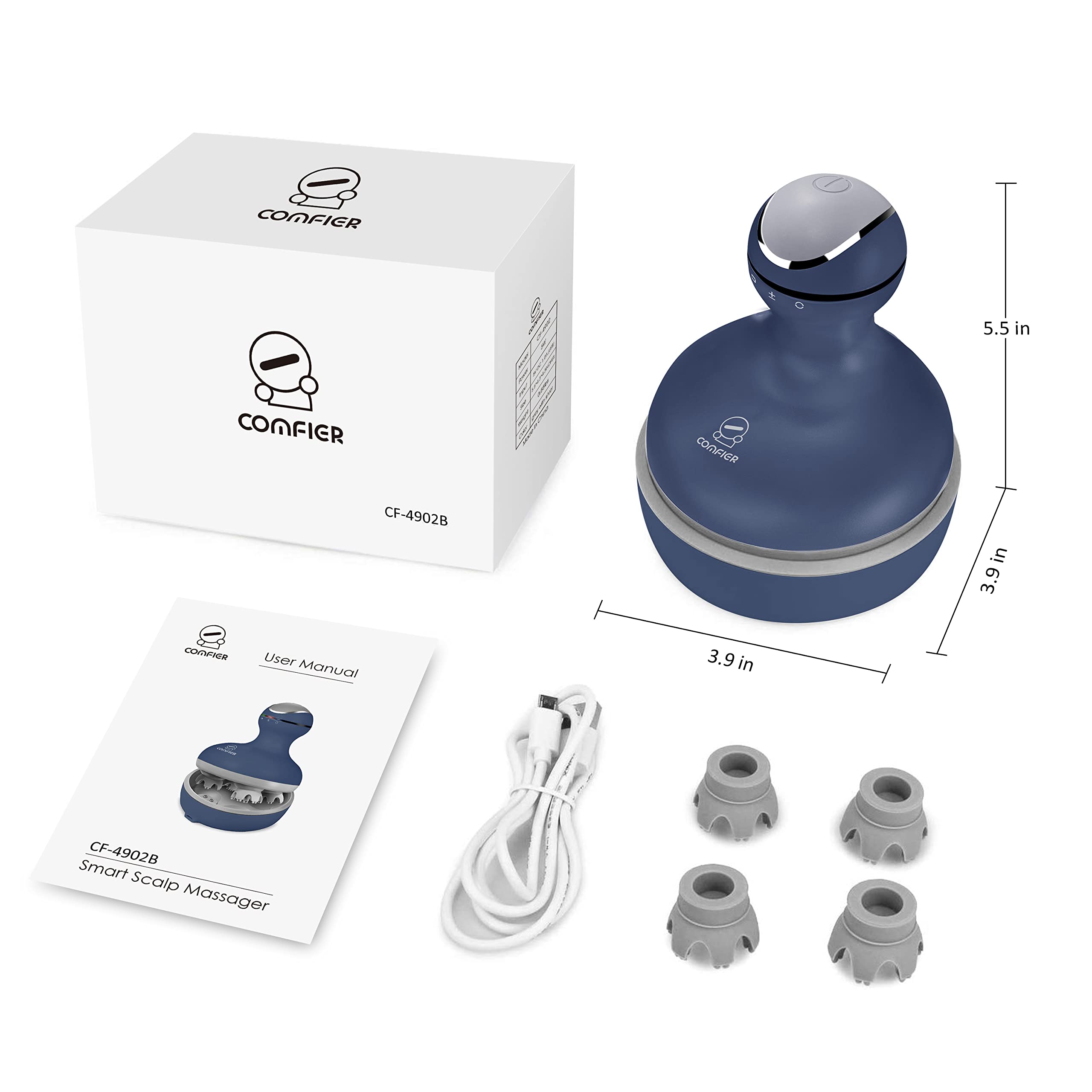 COMFIER Cordless Electric Scalp Massager with Mutlti-Modes Vibration, Handheld Cat Head Massager for Pets, Portable Dog Head Massage for Deep Clean and Stress Relax