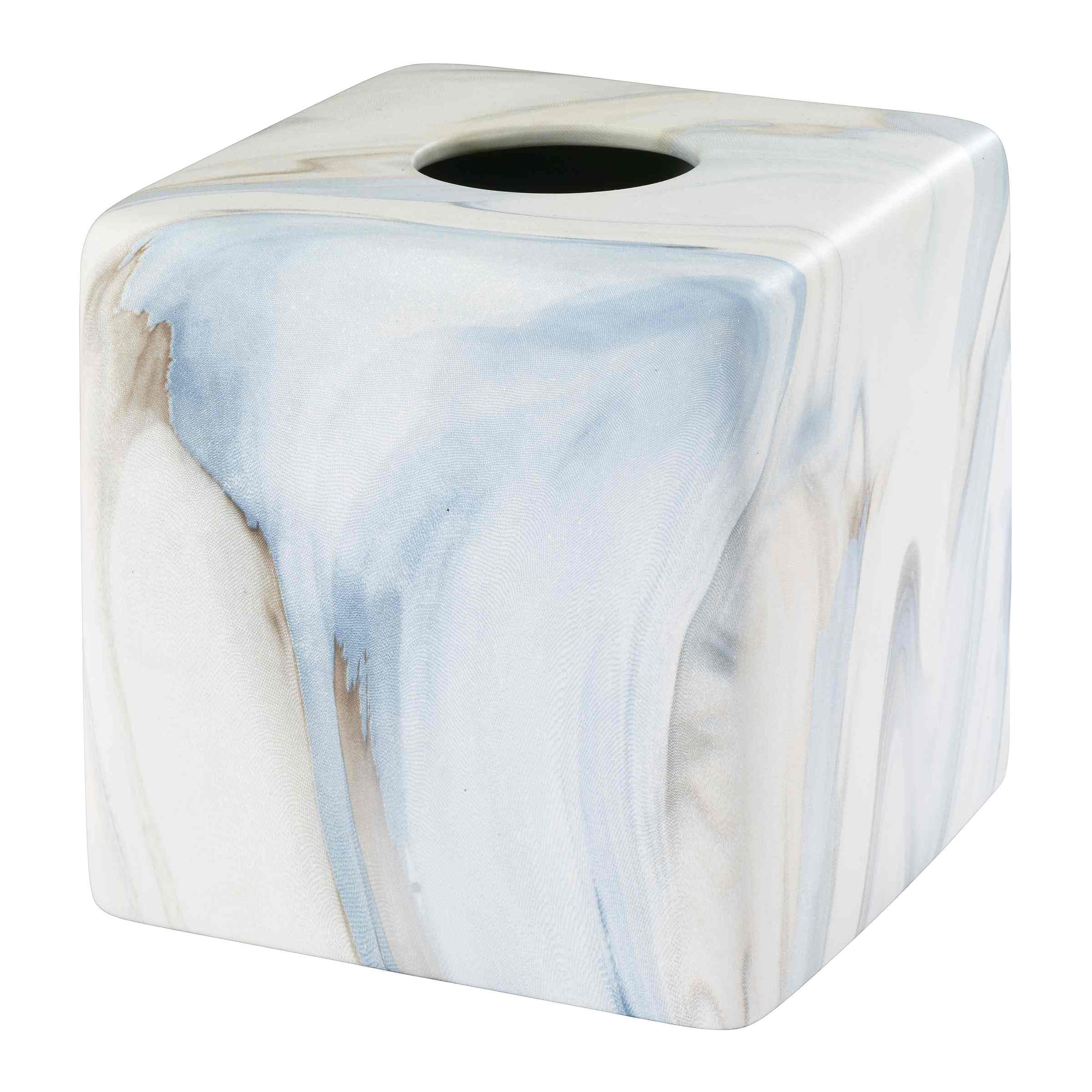 Avanti Linens - Tissue Box Cover, Resin Countertop Accessories, Guest Bathroom Essentials (Waves Collection, Blue)