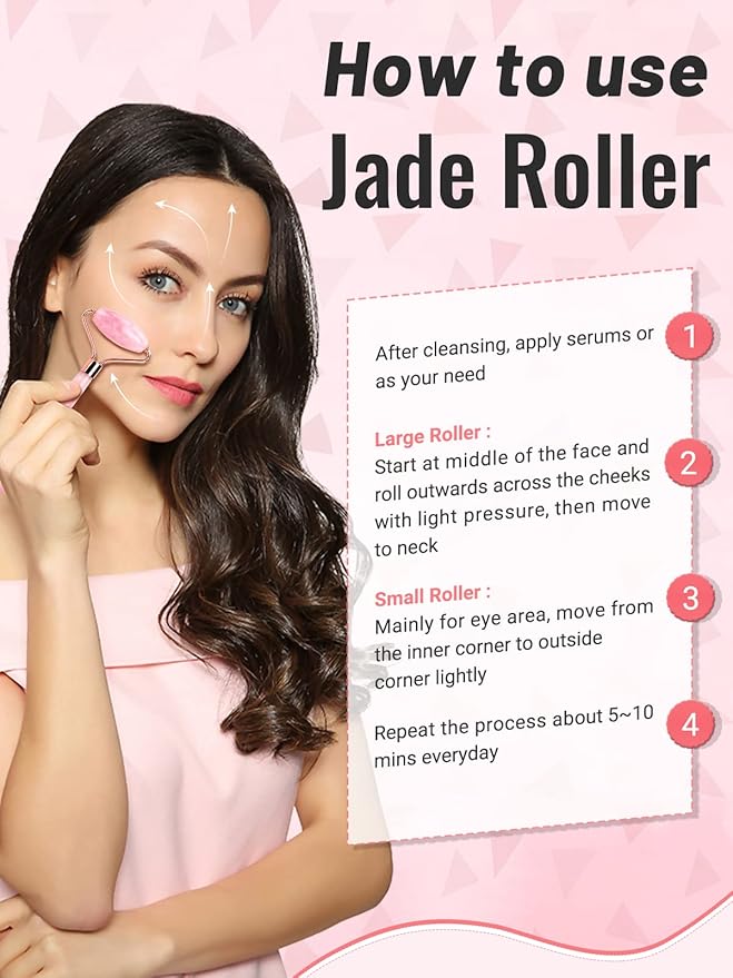 Deciniee Gua Sha Face Roller Tools: Jade Roller Facial Tools for Skin Care - Facial Massager for Face, Eyes, Neck, Relieve Fine Lines and Wrinkles