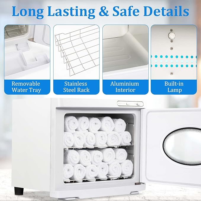 Hot Towel Cabinet 23L Large Capacity - JXSDLIY Professional Spa Hot Towel Warmers for Facials Towel Heater for Salon Beauty Hotel Bathroom Home Use Steam Towel Warmer with See-Through Window (white)