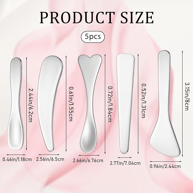5pcs Stainless Steel Cream Spoon Mini Metal Makeup Spatula