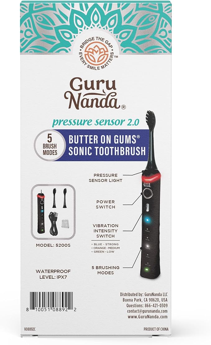 GuruNanda Pressure Sonic 2.0 Electric Toothbrush Black