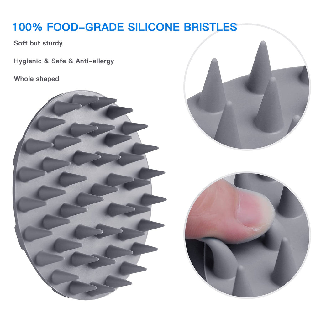 One-piece Silicone Scalp Massager Shampoo Brush Hair Wash Scrubber, Gray