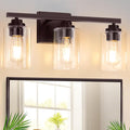 VerRon 19" Brown Modern Vanity Lights Over Mirror with Clear Glass Shades