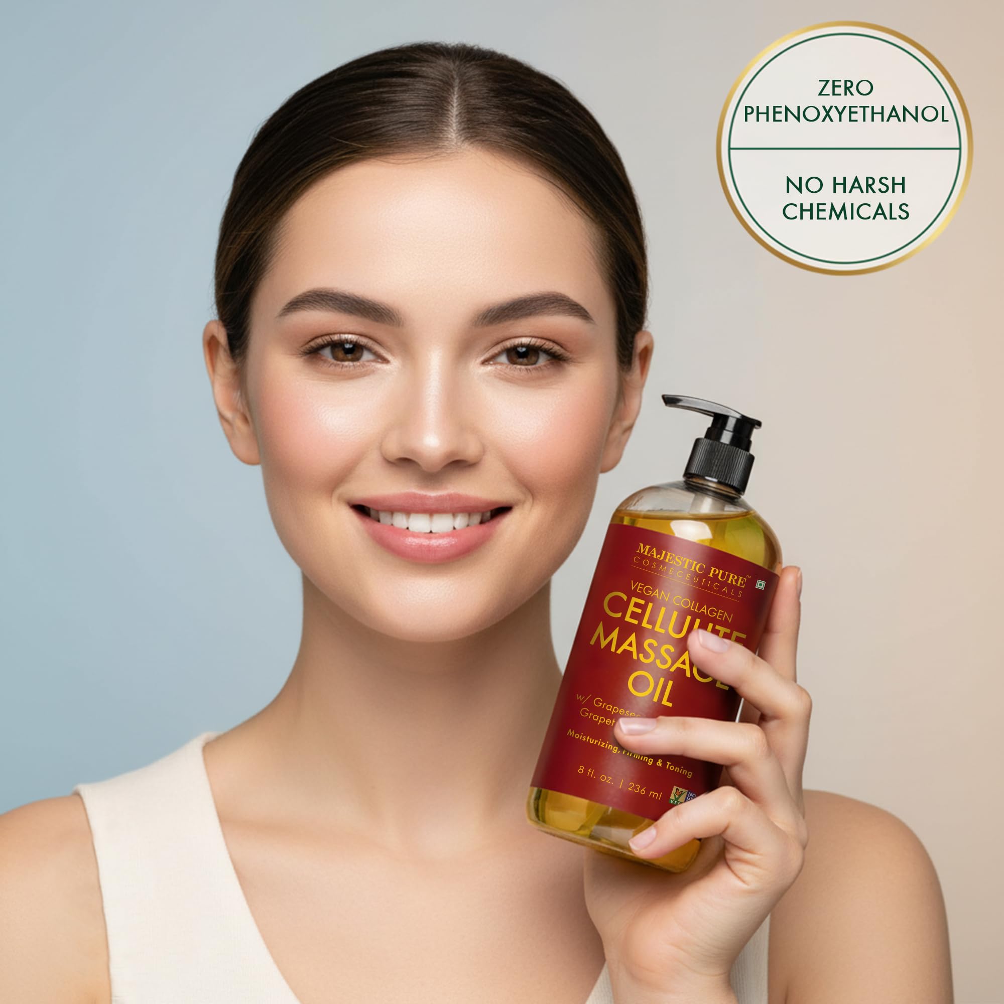 Majestic Pure Cellulite Massage Oil, Toning Body Blend, 8 Fl Oz