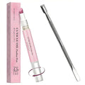 Rhostry Ceramic Cuticle Pusher & Nail Oil Pen, 2-in-1 Nail Care Tool for Sensitive or Damaged Nails, Gentle Hangnail Remover, Portable Nail Pen with Stainless Steel Cuticle Cleaner (Pink)