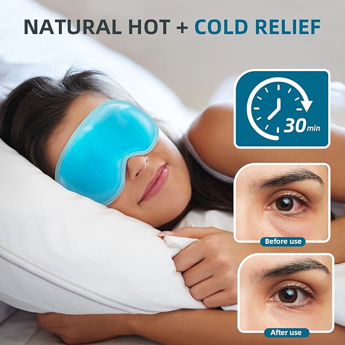2 Pack Cooling Eye Mask for Puffy Eyes,Reusable Gel Cold Compress Pack for Puffy Eyes & Dark Circles, After Eyes Surgery, Migraine Relief, Headaches